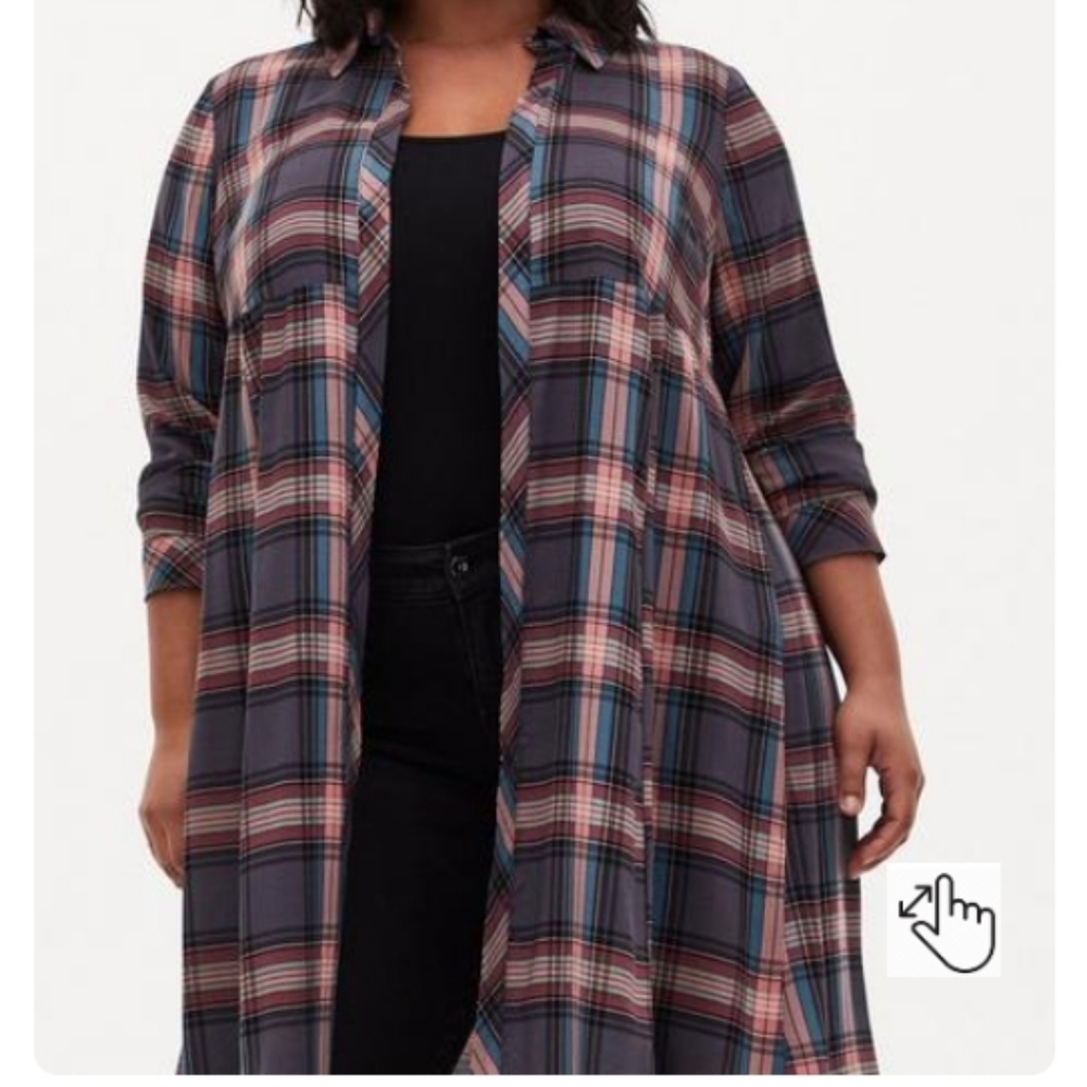 Torrid Challis Maxi Shirt Style Kimono - Picture 2 of 11